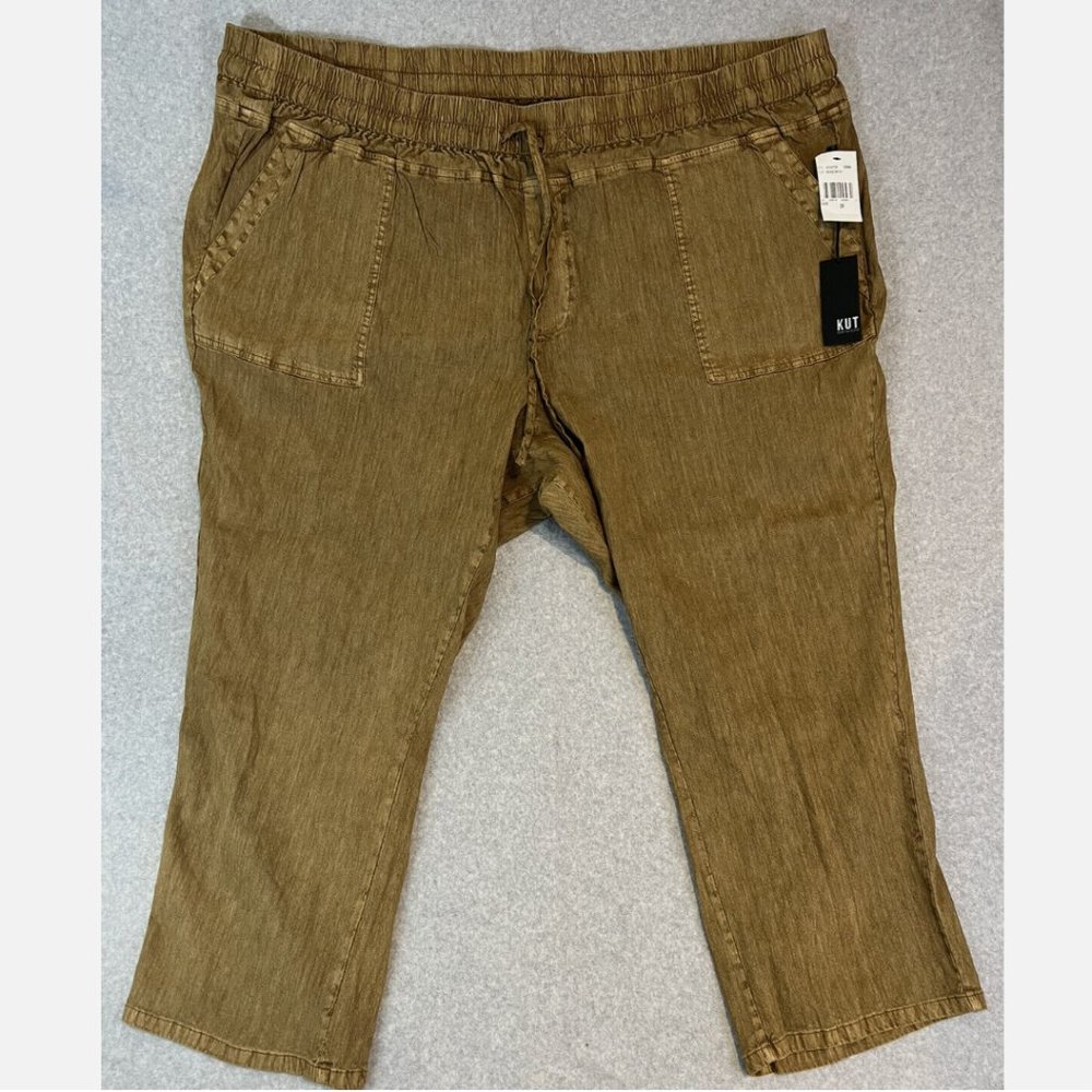 NWT Kut from the Kloth Bronze Brown Smocked Drawstring Pants